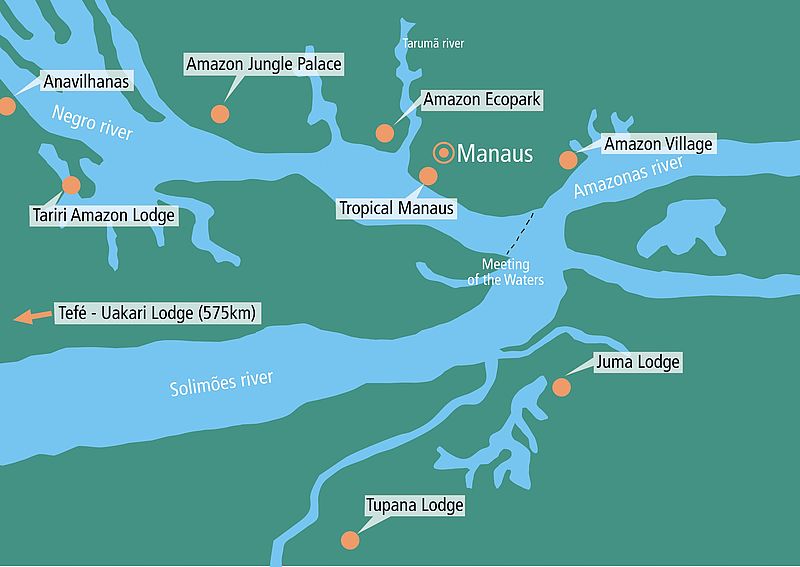 Karte Amazonas Lodges