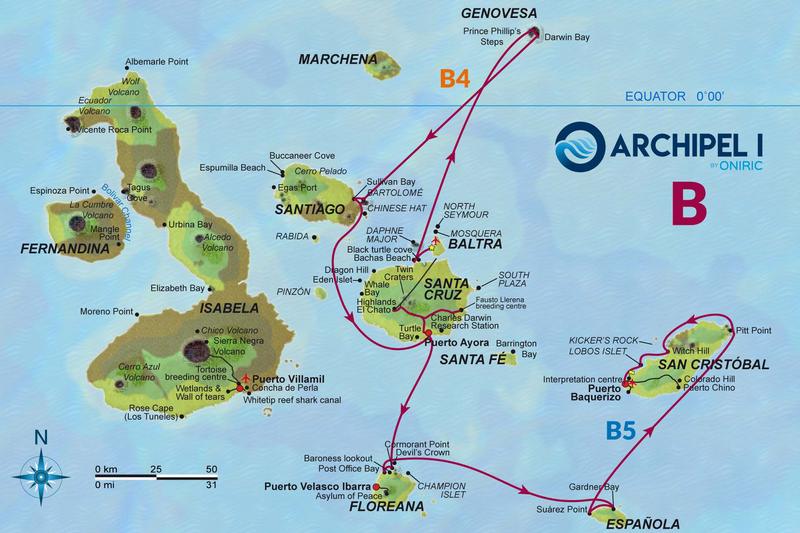 Reiseverlauf der Route B des Katamarans Archipel I