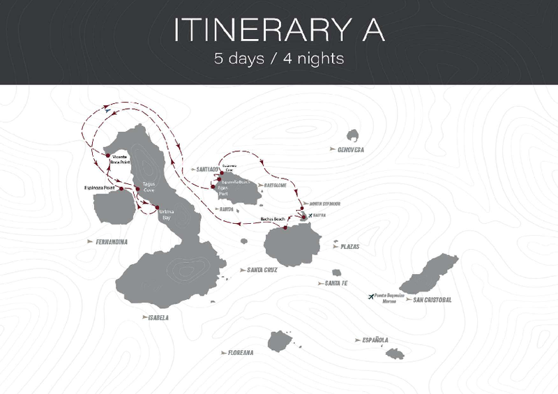 Galapagoskarte mit eingezeichneter Route A 